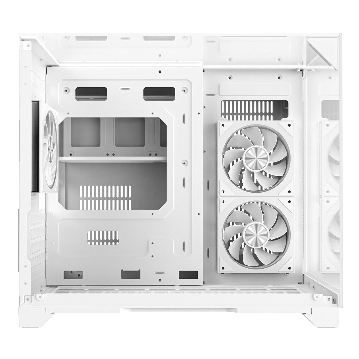 Powercool Atom White mATX Gaming Case Dual Chamber With 3 x Tempered Glass Panels With 3 x CiT Saturn PWM ARGB Fans and 6 Port PWM Hub - Destello