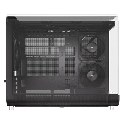 Powercool Aviator Black mATX Gaming Case Dual Chamber With 2 x Tempered Glass Panels With 3 x PWM FDB Black Fans Included - Destello