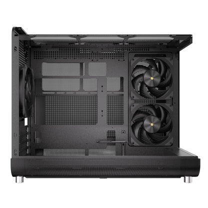 Powercool Aviator Black mATX Gaming Case Dual Chamber With 2 x Tempered Glass Panels With 3 x PWM FDB Black Fans Included - Destello