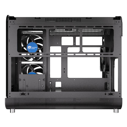 Powercool Aviator Black mATX Gaming Case Dual Chamber With 2 x Tempered Glass Panels With 3 x PWM FDB Black Fans Included - Destello