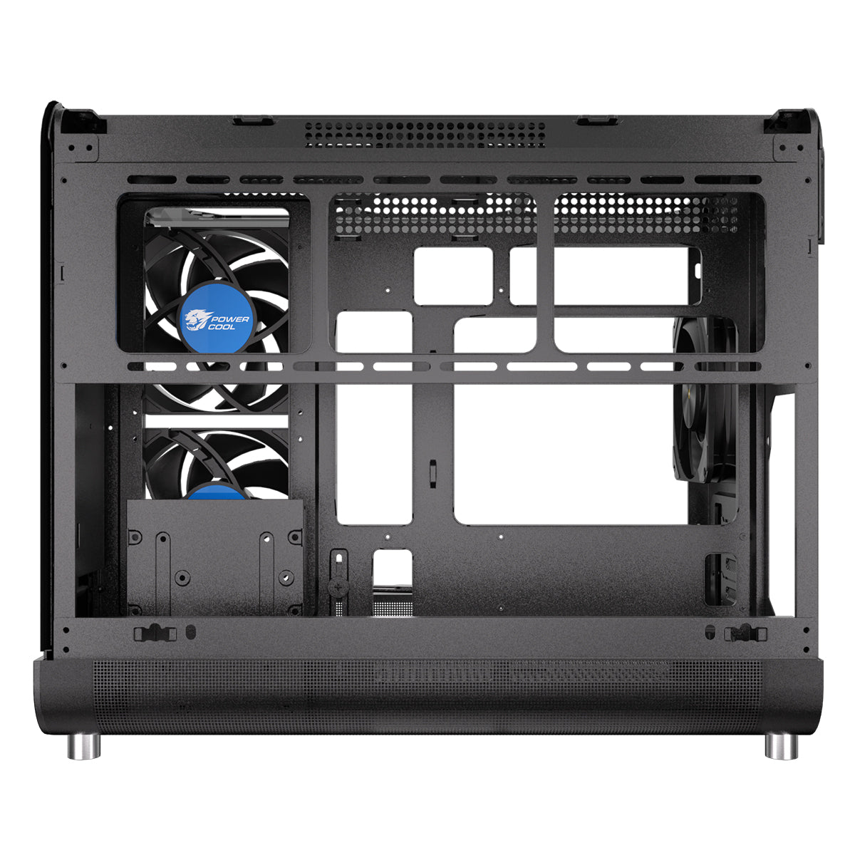 Powercool Aviator Black mATX Gaming Case Dual Chamber With 2 x Tempered Glass Panels With 3 x PWM FDB Black Fans Included - Destello