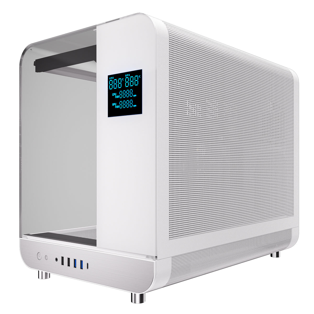 Powercool Aviator White mATX Gaming Case With Black Interior Dual Chamber With 2 x Tempered Glass Panels and 3 x PWM FDB BLK Fans Included - Destello