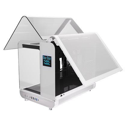 Powercool Aviator White mATX Gaming Case With Black Interior Dual Chamber With 2 x Tempered Glass Panels and 3 x PWM FDB BLK Fans Included