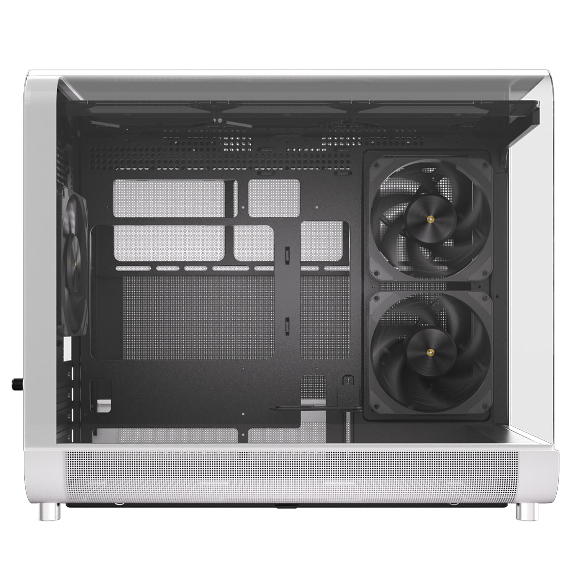 Powercool Aviator White mATX Gaming Case With Black Interior Dual Chamber With 2 x Tempered Glass Panels and 3 x PWM FDB BLK Fans Included - Destello