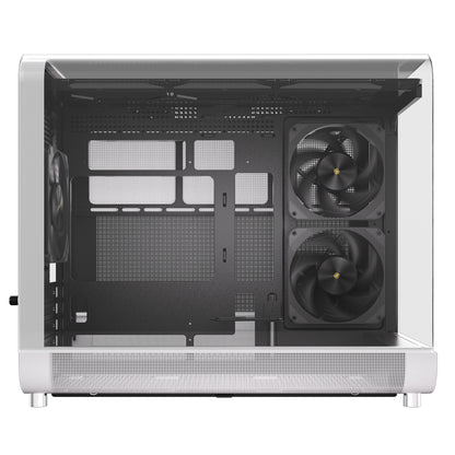 Powercool Aviator White mATX Gaming Case With Black Interior Dual Chamber With 2 x Tempered Glass Panels and 3 x PWM FDB BLK Fans Included - Destello