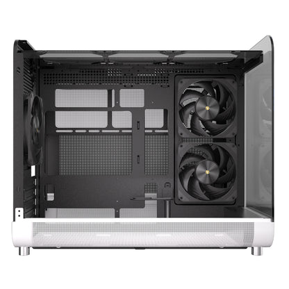 Powercool Aviator White mATX Gaming Case With Black Interior Dual Chamber With 2 x Tempered Glass Panels and 3 x PWM FDB BLK Fans Included