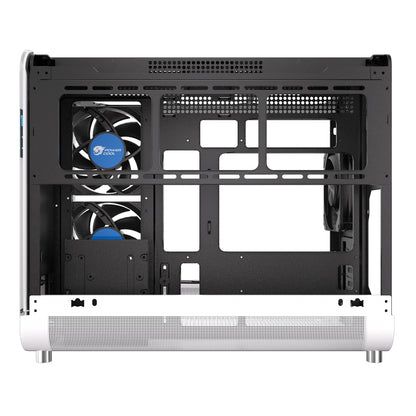 Powercool Aviator White mATX Gaming Case With Black Interior Dual Chamber With 2 x Tempered Glass Panels and 3 x PWM FDB BLK Fans Included