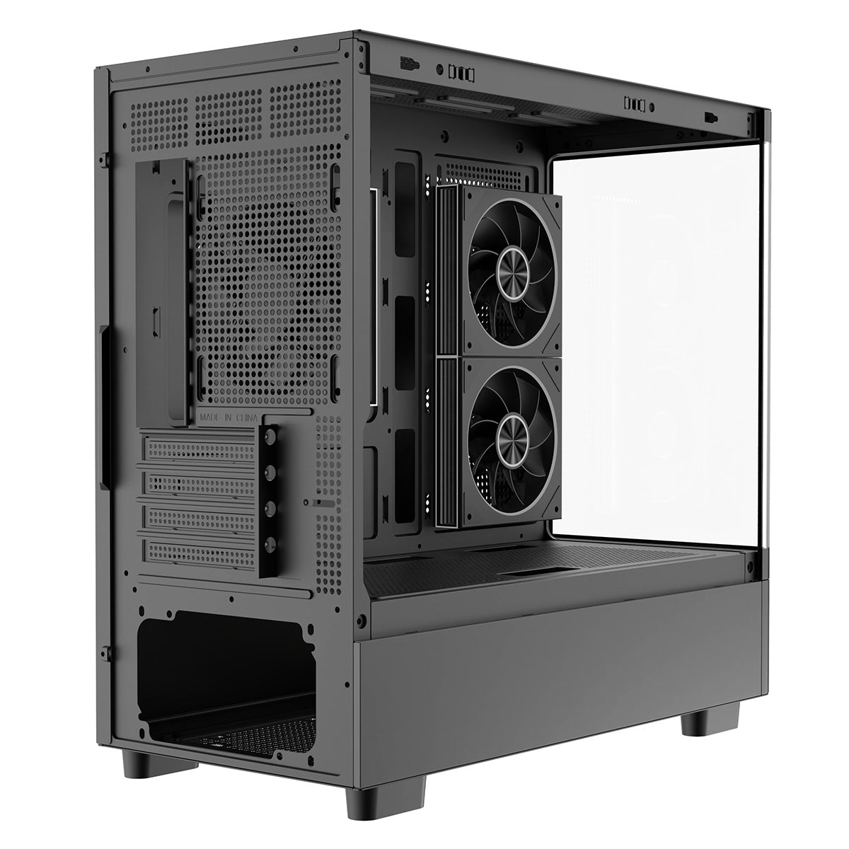 Powercool Gravity Black mATX Gaming Case With Display Curved Tempered Glass With 3 x CiT Saturn PWM ARGB Fans and 6 Port PWM Hub - Destello