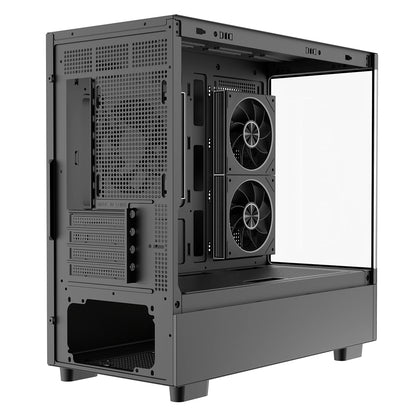 Powercool Gravity Black mATX Gaming Case With Display Curved Tempered Glass With 3 x CiT Saturn PWM ARGB Fans and 6 Port PWM Hub - Destello