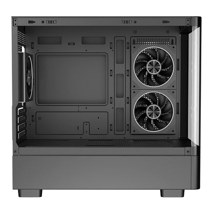 Powercool Gravity Black mATX Gaming Case With Display Curved Tempered Glass With 3 x CiT Saturn PWM ARGB Fans and 6 Port PWM Hub - Destello