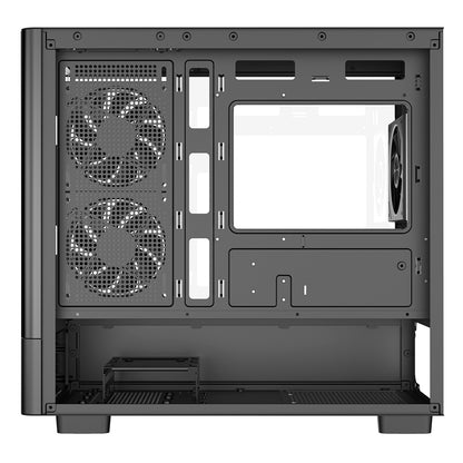 Powercool Gravity Black mATX Gaming Case With Display Curved Tempered Glass With 3 x CiT Saturn PWM ARGB Fans and 6 Port PWM Hub - Destello