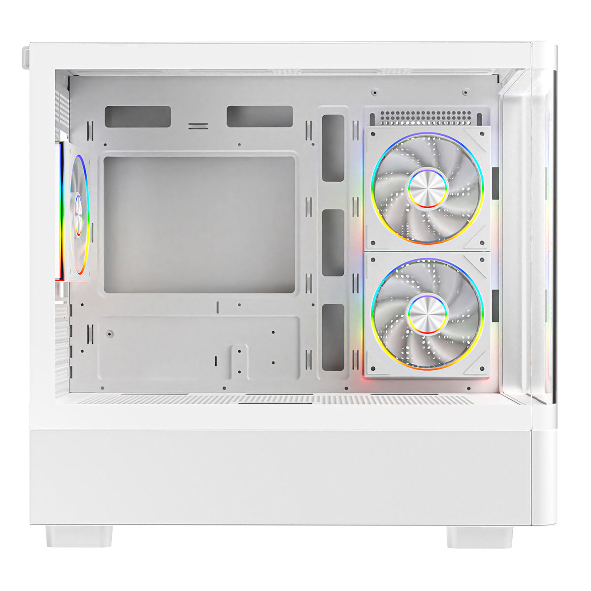 Powercool Gravity White mATX Gaming Case With Display Curved Tempered Glass With 3 x CiT Saturn PWM ARGB Fans and 6 Port PWM Hub - Destello