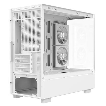 Powercool Gravity White mATX Gaming Case With Display Curved Tempered Glass With 3 x CiT Saturn PWM ARGB Fans and 6 Port PWM Hub - Destello