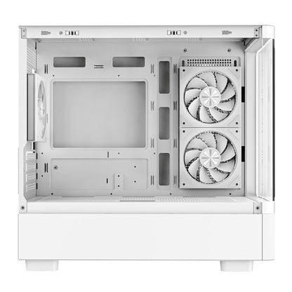 Powercool Gravity White mATX Gaming Case With Display Curved Tempered Glass With 3 x CiT Saturn PWM ARGB Fans and 6 Port PWM Hub - Destello