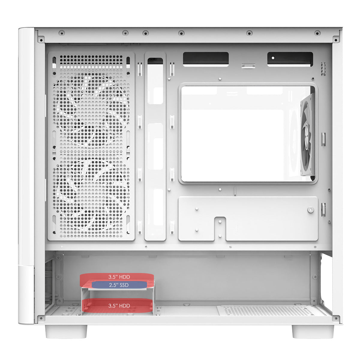 Powercool Gravity White mATX Gaming Case With Display Curved Tempered Glass With 3 x CiT Saturn PWM ARGB Fans and 6 Port PWM Hub