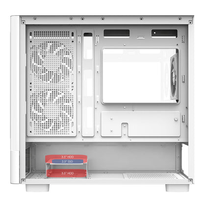 Powercool Gravity White mATX Gaming Case With Display Curved Tempered Glass With 3 x CiT Saturn PWM ARGB Fans and 6 Port PWM Hub