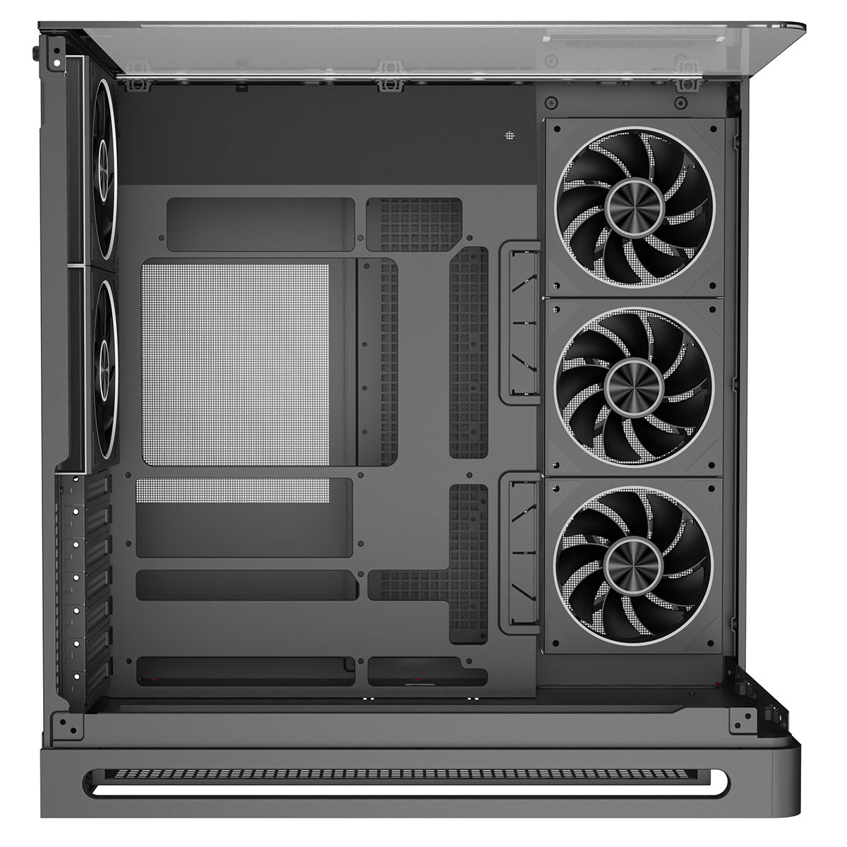 Powercool Navigator Black ATX Gaming Case Dual Chamber With Curved Tempered Glass With 5 x Saturn Fans and 9-Port Hub With Remote Included - Destello