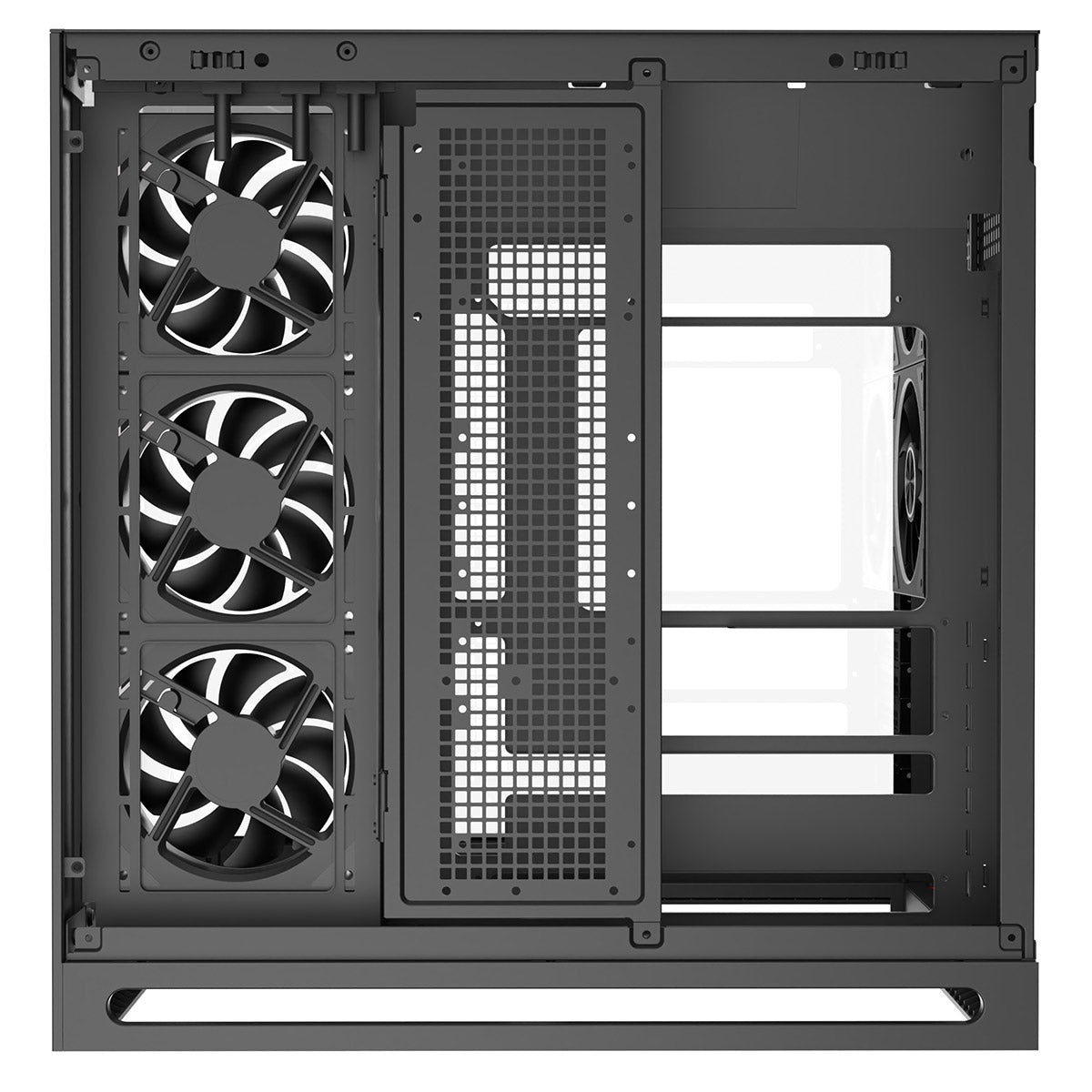 Powercool Navigator Black ATX Gaming Case Dual Chamber With Curved Tempered Glass With 5 x Saturn Fans and 9-Port Hub With Remote Included