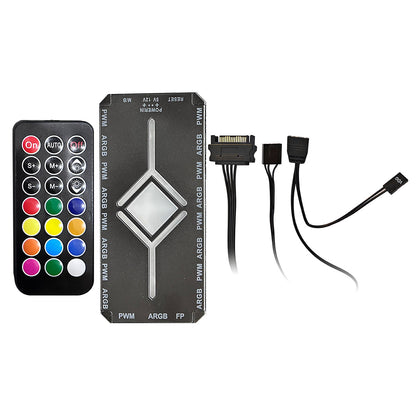 Powercool Navigator Black ATX Gaming Case Dual Chamber With Curved Tempered Glass With 5 x Saturn Fans and 9-Port Hub With Remote Included - Destello