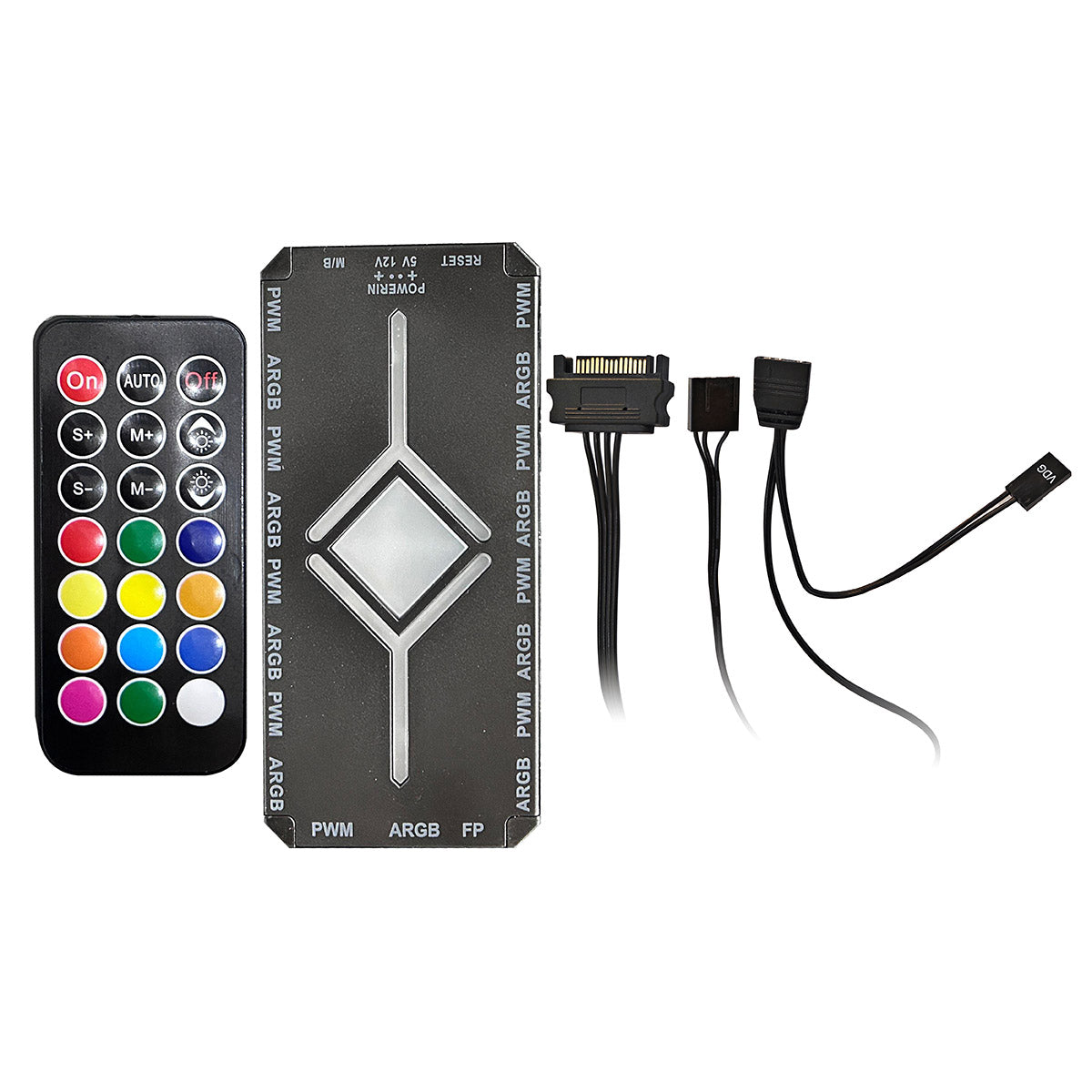 Powercool Navigator Black ATX Gaming Case Dual Chamber With Curved Tempered Glass With 5 x Saturn Fans and 9-Port Hub With Remote Included