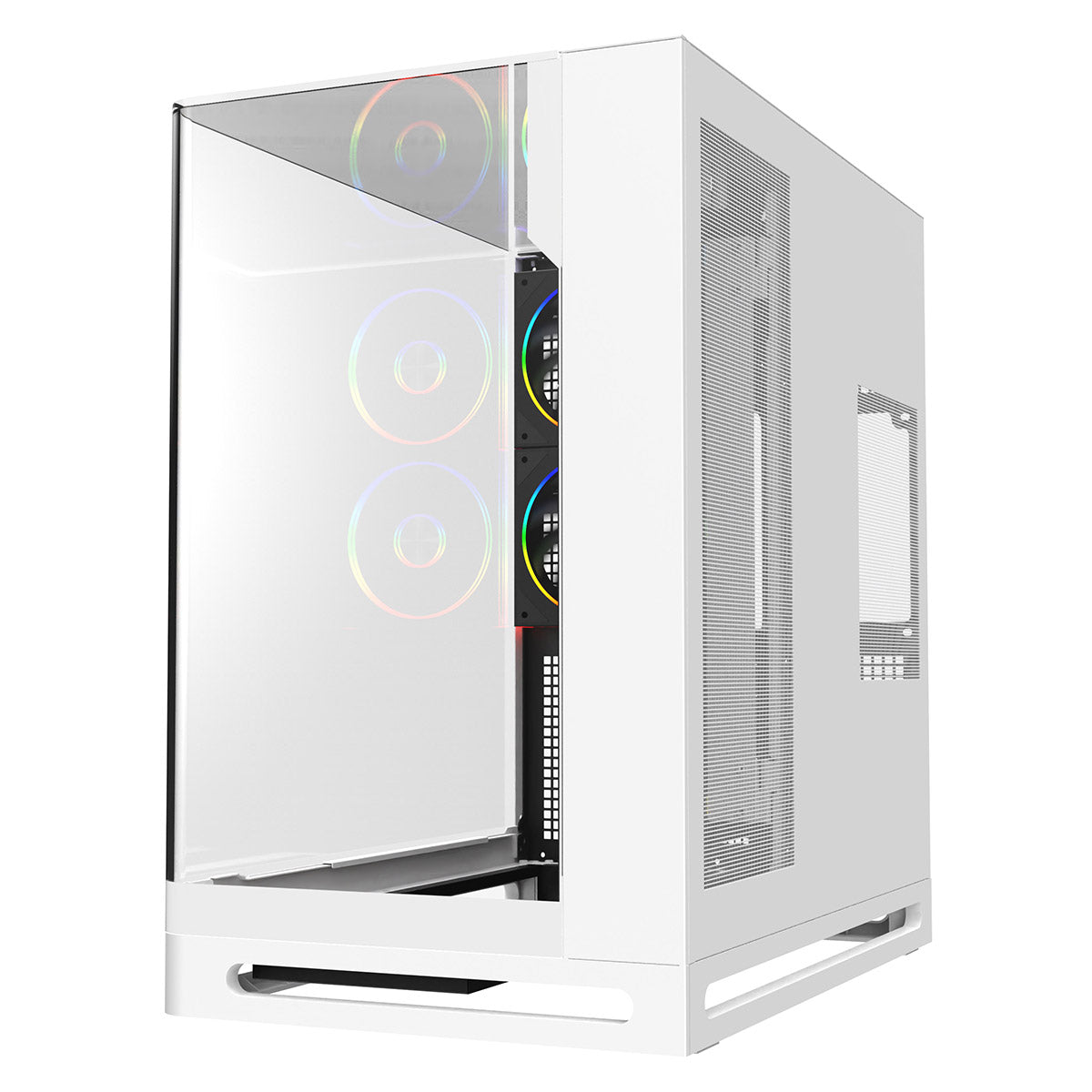 Powercool Navigator White ATX Gaming Case Dual Chamber With Curved Tempered Glass With 5 x Saturn Fans and 9-Port Hub With Remote Included - Destello