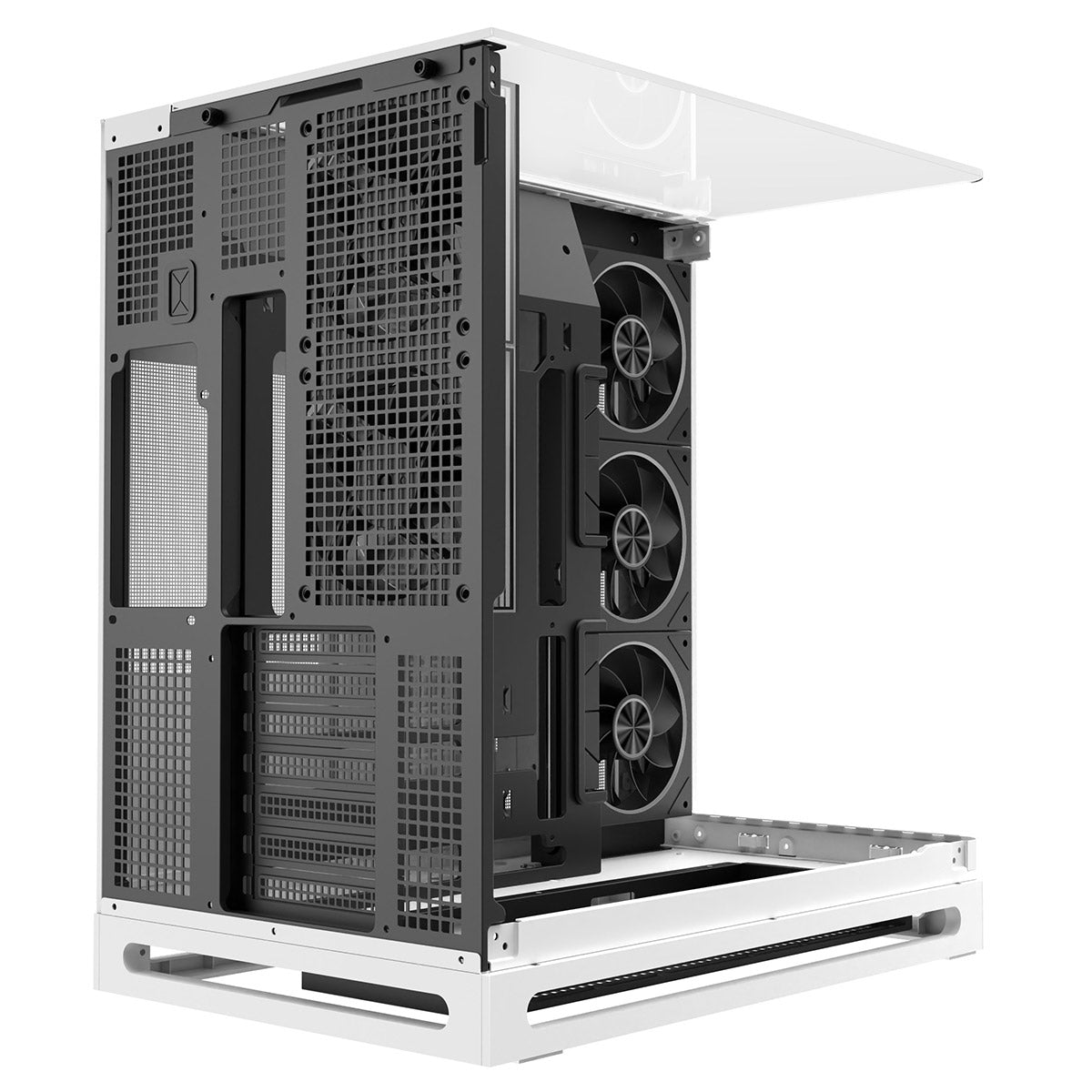 Powercool Navigator White ATX Gaming Case Dual Chamber With Curved Tempered Glass With 5 x Saturn Fans and 9-Port Hub With Remote Included
