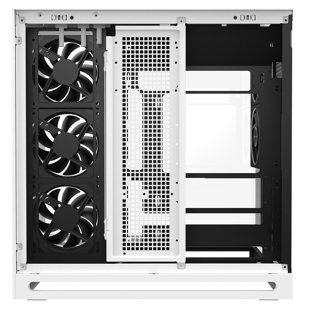 Powercool Navigator White ATX Gaming Case Dual Chamber With Curved Tempered Glass With 5 x Saturn Fans and 9-Port Hub With Remote Included - Destello