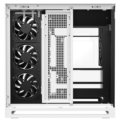 Powercool Navigator White ATX Gaming Case Dual Chamber With Curved Tempered Glass With 5 x Saturn Fans and 9-Port Hub With Remote Included