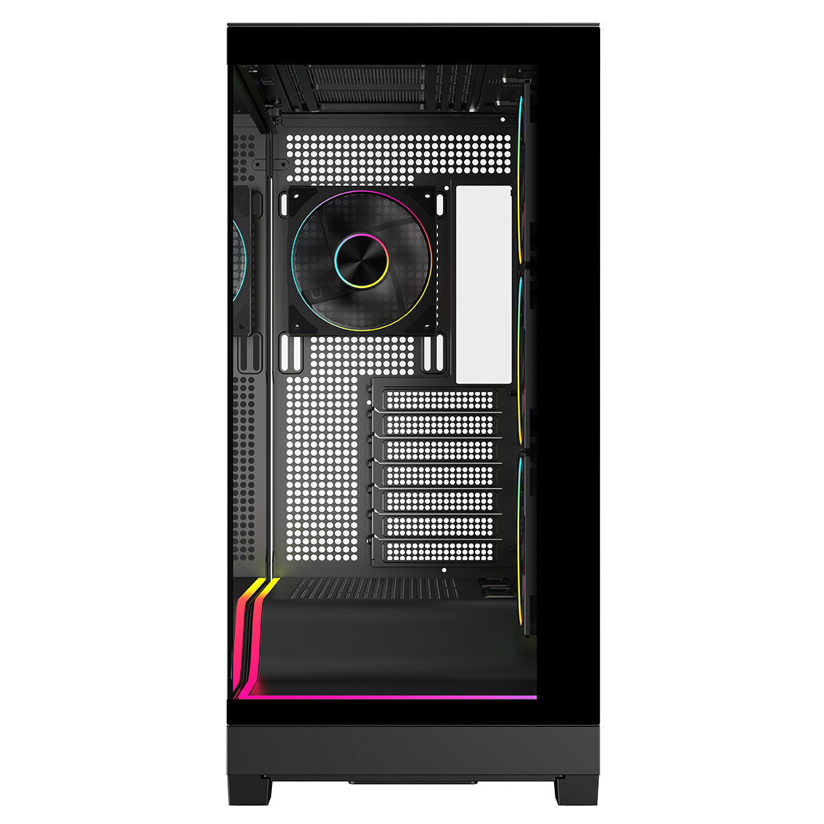 Powercool Pulsar Black ATX Gaming Case With Tempered Glass Panels With 4 x PWM ARGB Fans and 9 Port PWM Hub and RF Remote Included - Destello