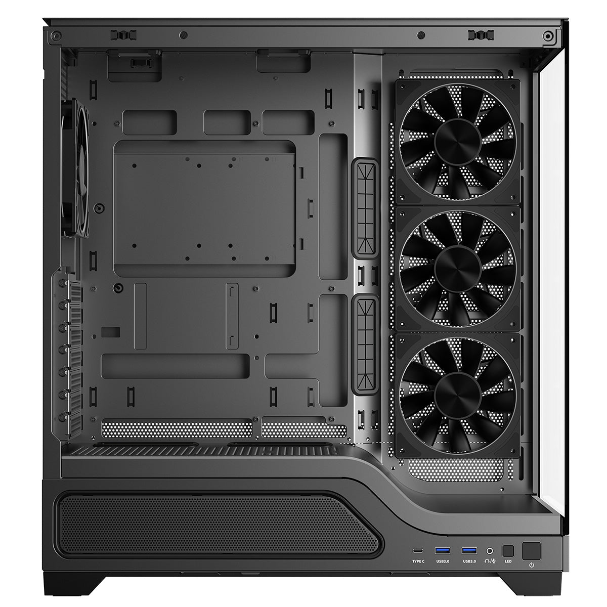 Powercool Pulsar Black ATX Gaming Case With Tempered Glass Panels With 4 x PWM ARGB Fans and 9 Port PWM Hub and RF Remote Included - Destello