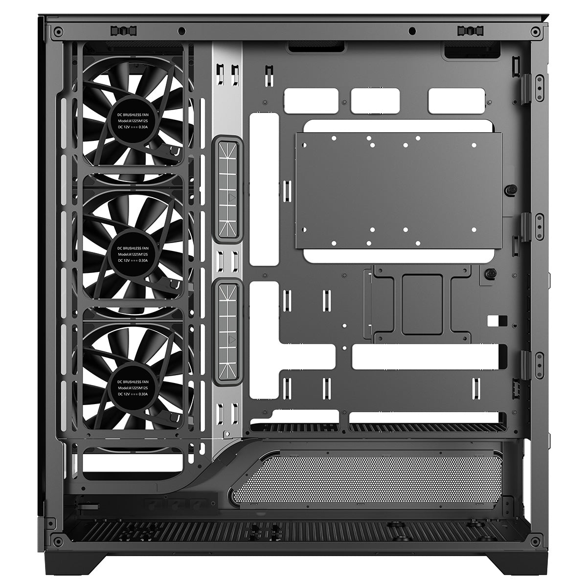 Powercool Pulsar Black ATX Gaming Case With Tempered Glass Panels With 4 x PWM ARGB Fans and 9 Port PWM Hub and RF Remote Included - Destello