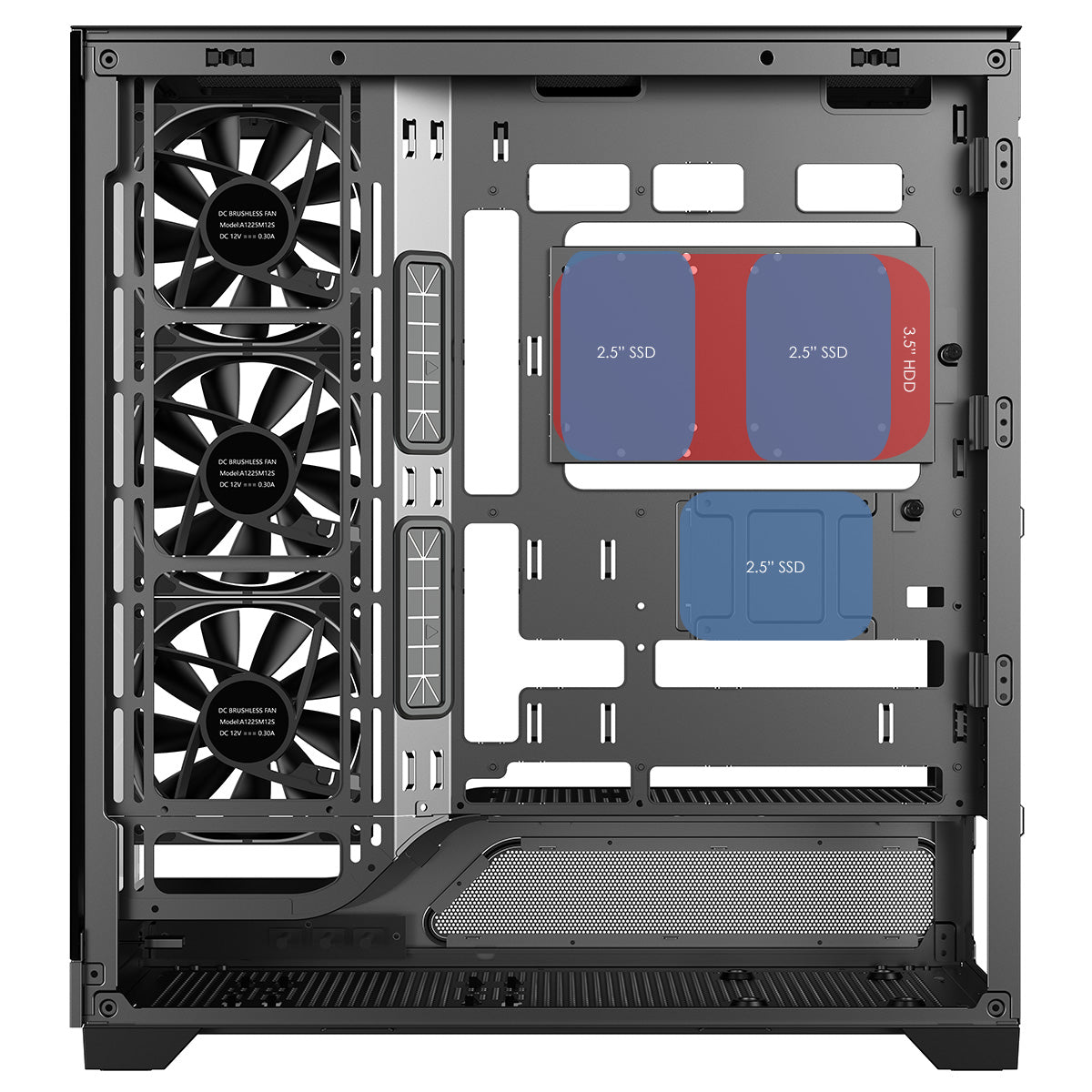 Powercool Pulsar Black ATX Gaming Case With Tempered Glass Panels With 4 x PWM ARGB Fans and 9 Port PWM Hub and RF Remote Included - Destello