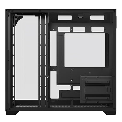 Powercool Pure Black ATX Gaming Case Dual Chamber With 3 x Tempered Glass Panels With 4 x PWM FDB Black Fans Included - Destello