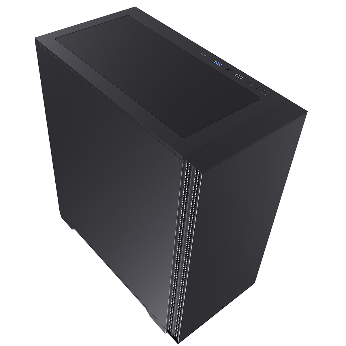 Powercool Silent Pro Black Mid-Tower USB Type C Computer Case With Sound Dampening Material and 2 x PWM Cooling Fans Included - Destello