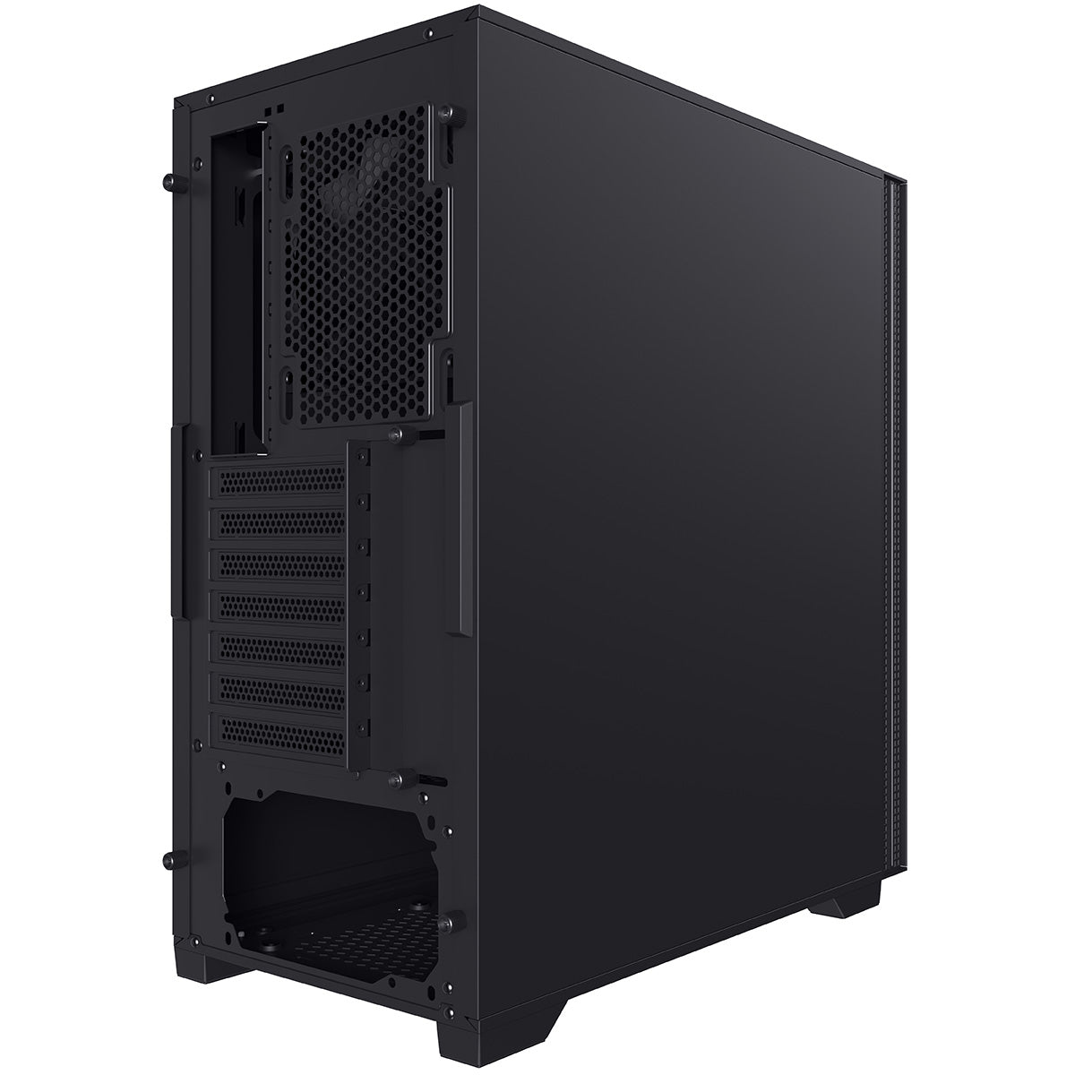 Powercool Silent Pro Black Mid-Tower USB Type C Computer Case With Sound Dampening Material and 2 x PWM Cooling Fans Included - Destello
