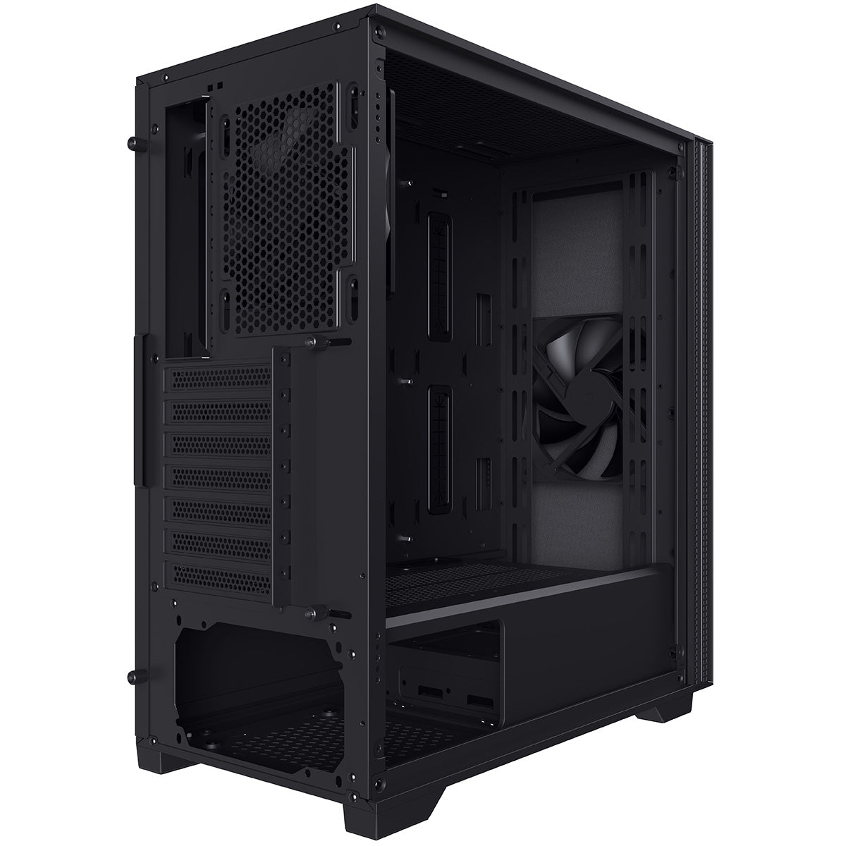 Powercool Silent Pro Black Mid-Tower USB Type C Computer Case With Sound Dampening Material and 2 x PWM Cooling Fans Included - Destello