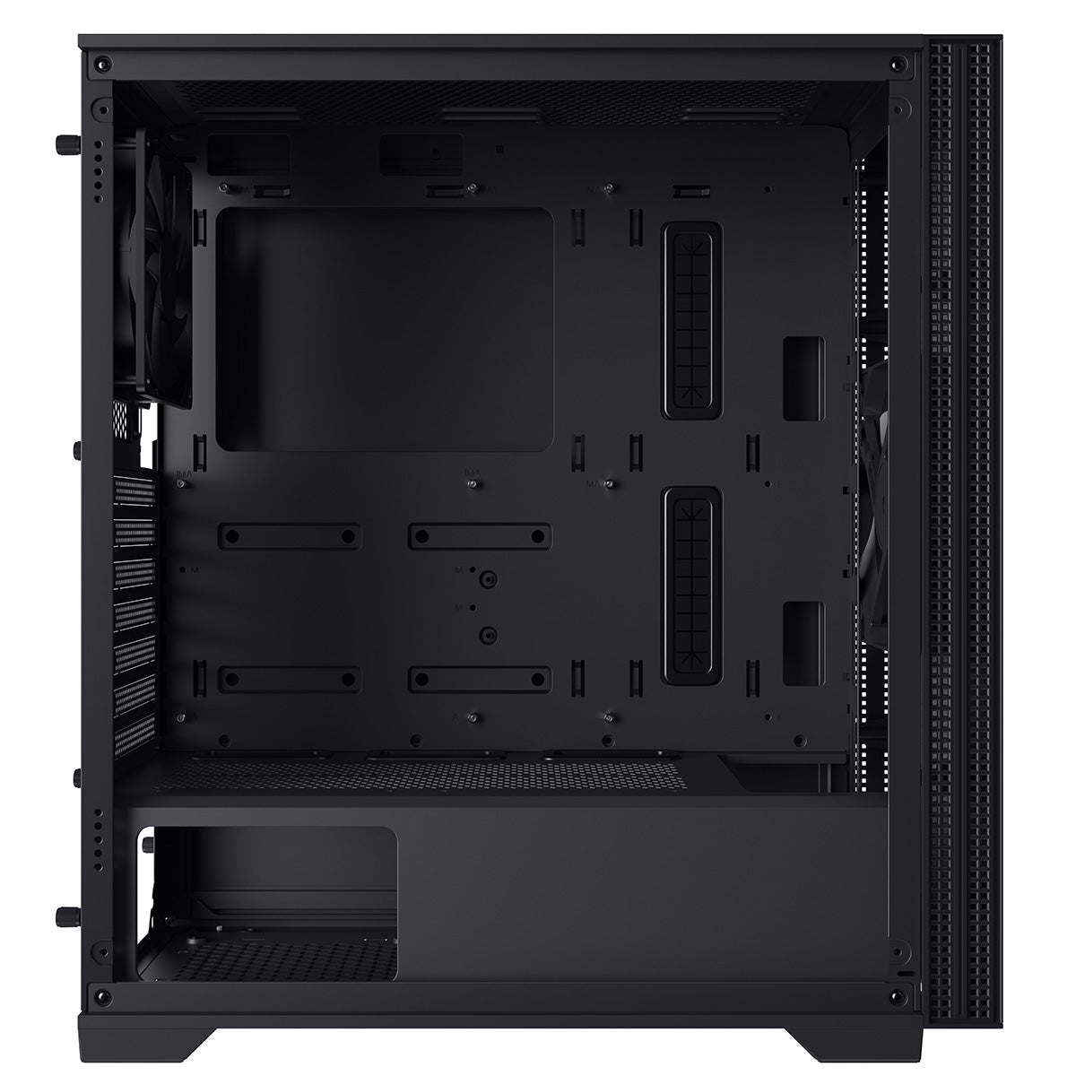 Powercool Silent Pro Black Mid-Tower USB Type C Computer Case With Sound Dampening Material and 2 x PWM Cooling Fans Included - Destello