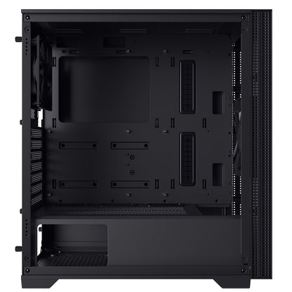 Powercool Silent Pro Black Mid-Tower USB Type C Computer Case With Sound Dampening Material and 2 x PWM Cooling Fans Included