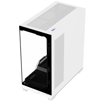 Powercool Ultra White ATX Gaming Case With Black Interior Tempered Glass Panels With 4 x PWM ARGB Fans and 9 Port PWM Hub Included - Destello