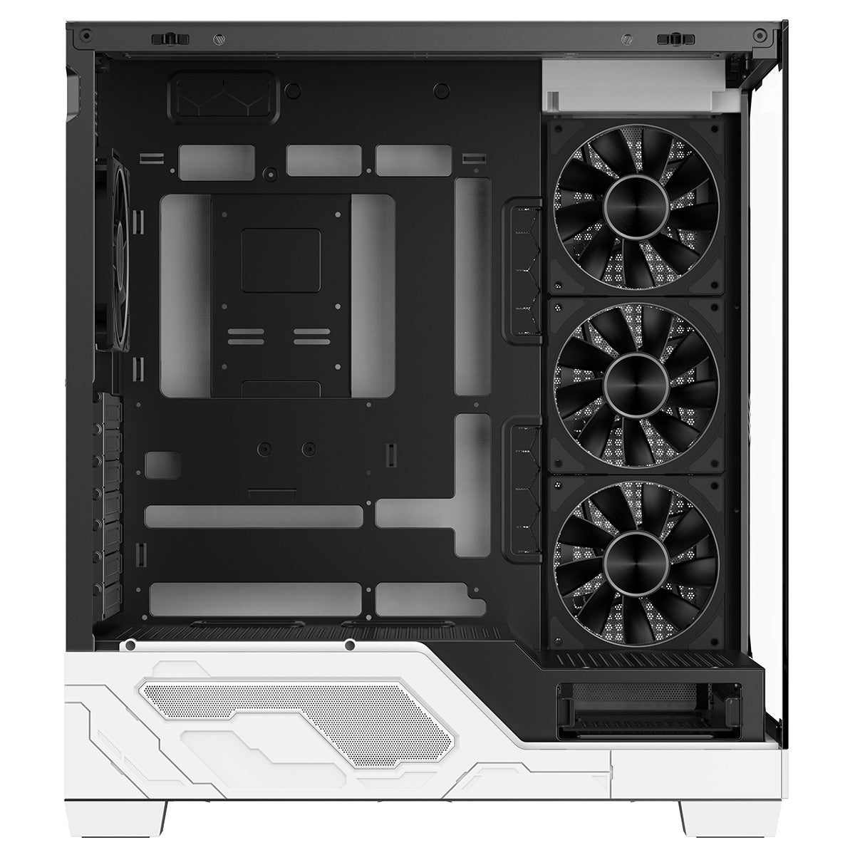 Powercool Ultra White ATX Gaming Case With Black Interior Tempered Glass Panels With 4 x PWM ARGB Fans and 9 Port PWM Hub Included - Destello