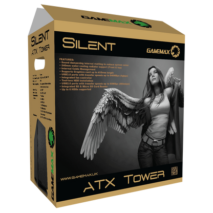 GameMax Silent Mid-Tower Gaming PC Case USB 3.0 GameMax