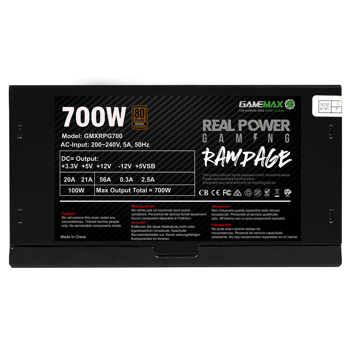 GameMax 700W RPG Rampage 80 Bronze PSU - Destello