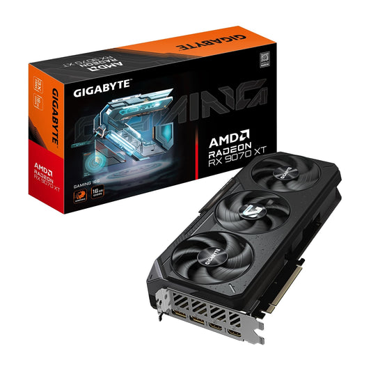 Gigabyte AMD Radeon RX 9070 XT GAMING 16GB GDDR6 Graphics Card, 4096 Streams, 2400 MHz Core Clock, Triple Fan, RGB, 2x DisplayPorts / 2x HDMI Ports