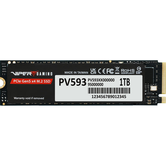 Partiot PV593 (PV593P1TBM28H) 1TB NVMe SSD, M.2 Interface, PCIe Gen5 x4, 2280, Read/Write up to 14,000 / 13,000 MB/s, 5 Year Warranty