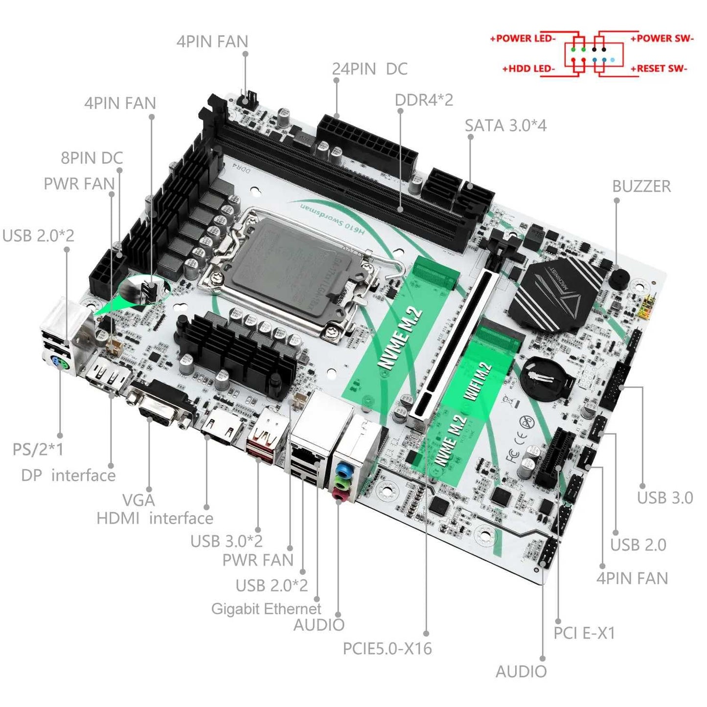 MACHINIST B760 GT4 DDR4 Motherboard LGA 1700 Support Intel Core I3/i5/i7/i9 12th 13th Processor CPU Dual Channel Memory