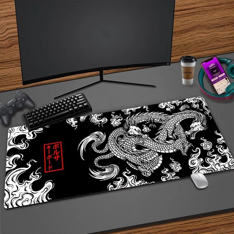 Japanese Dragon Large Gaming Mousepad XXL Keyboard Gamer Mouse Pad on The Table Speed Desk Mat Anime 900x400 700X300 Mouse Mats - Destello