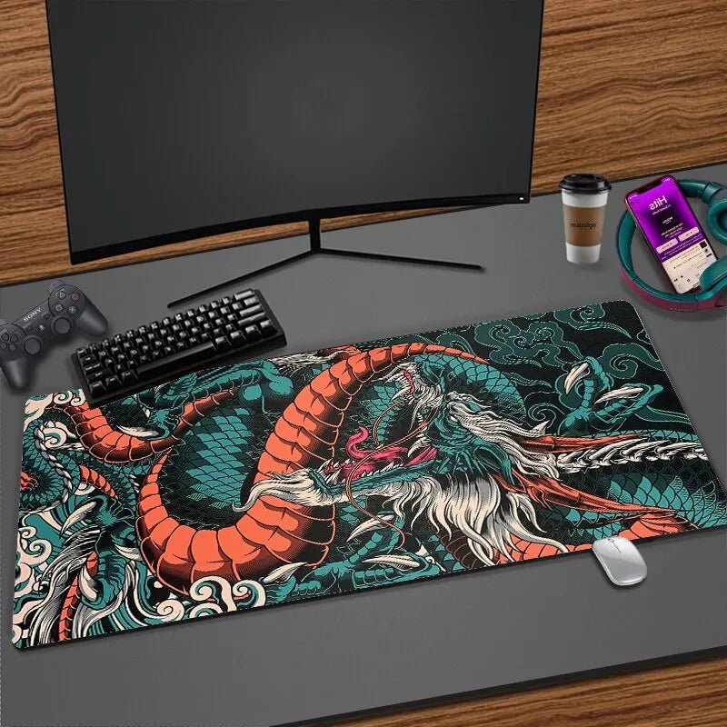 Japanese Dragon Large Gaming Mousepad XXL Keyboard Gamer Mouse Pad on The Table Speed Desk Mat Anime 900x400 700X300 Mouse Mats - Destello