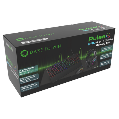 GameMax Pulse 4-in-1 Pro Keyboard Mouse Headset Mouse Pad Combo Kit GameMax