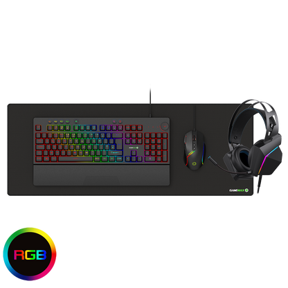 GameMax Pulse 4-in-1 Pro Keyboard Mouse Headset Mouse Pad Combo Kit GameMax