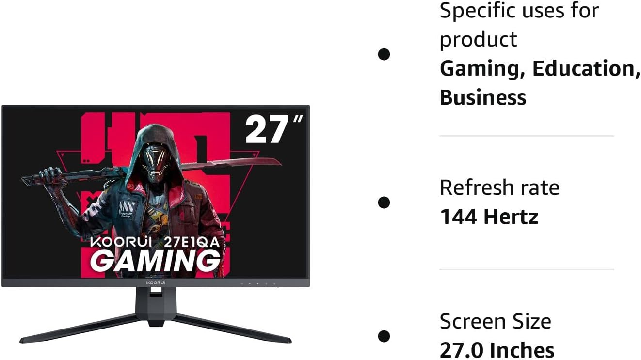 KOORUI 27-Inch QHD Gaming Monitor - 144Hz, Adaptive Sync - Destello